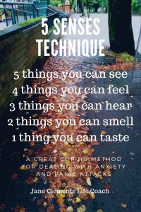 text description of the 5 senses technique for anxiety